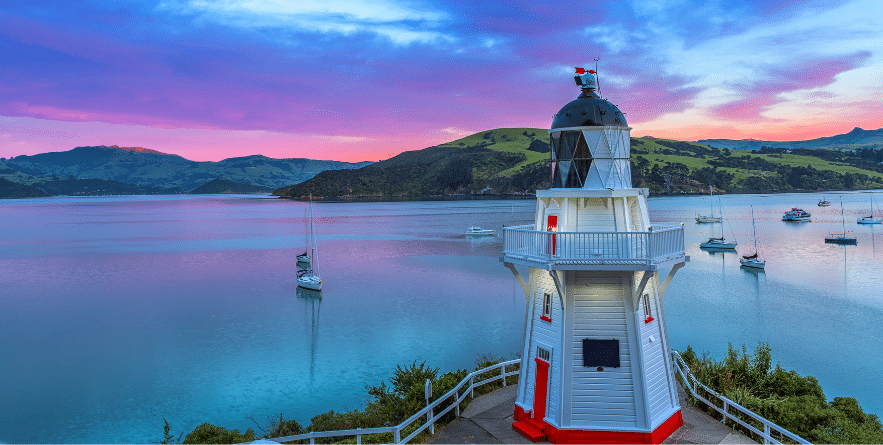 Akaroa Lighthouse ,Sound, New Zealand