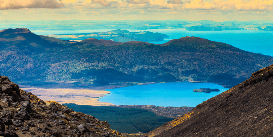 Rotoaira and Taupo lakes, Tongariro national park, North island of New Zealand