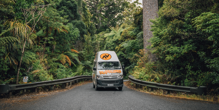 Campervan on road in New Zealand