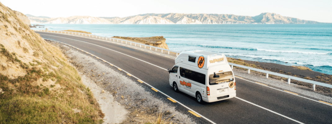 Campervan on road in New Zealand 